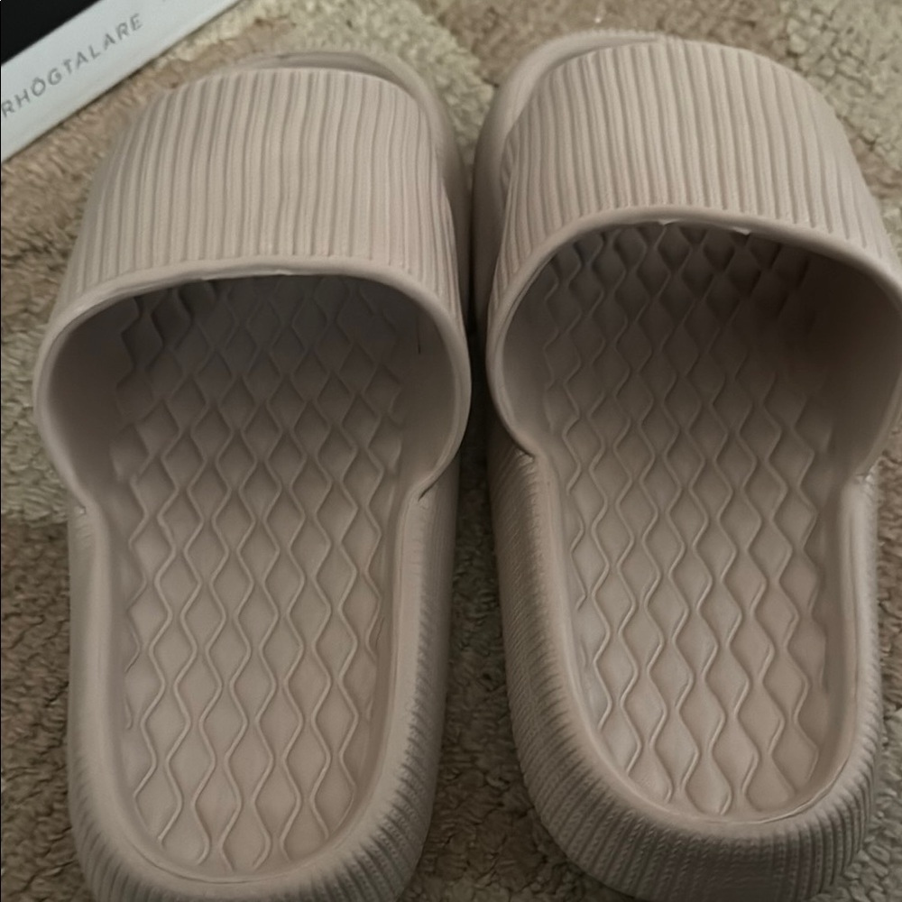 Beige Slide Sandals